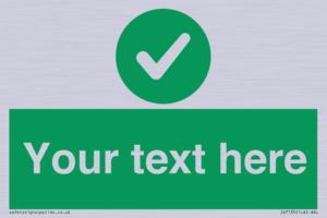 Custom green background, green circle with tick